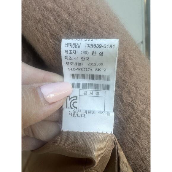 System Funnel Neck Suri Alpaca Wool Long Coat Women's $698 Sz S Camel Designer - Picture 11 of 16